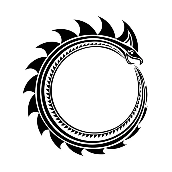 Serpente Ouroboros Nero Isolato Stile Celtico Tribale Vichingo Vettoriali Stock Royalty Free