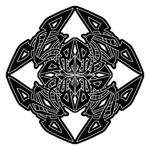 Geïsoleerde Donkere Gotische Abstracte Mandala Keltische Viking Middeleeuwse Stijl — Stockvector