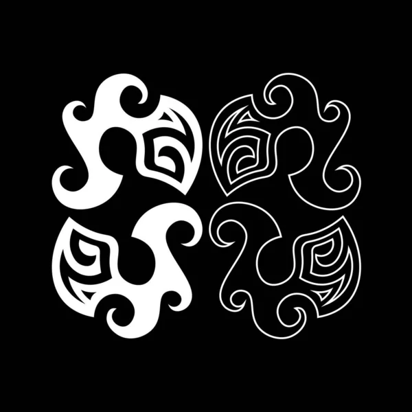 Oscuro Negro Blanco Símbolo Fantasía Abstracta Estilo Tribal Antiguo — Vector de stock