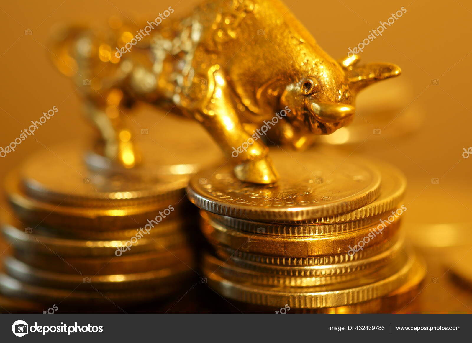 Metal Bull Coins Table Financial Symbol Stock Photo by ©stas-bejsov  432439786