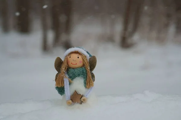 Figure Angel Winter Snow Christmas Decorations — Stock Photo, Image