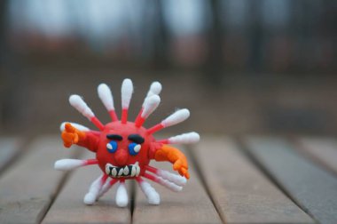 Virüsün şekli yakın planda..