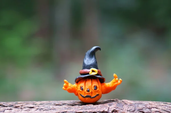 Dýňová Figurka Plasticinu Barevném Pozadí Halloween Položka — Stock fotografie