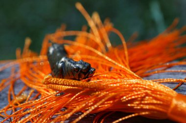 Metal bir kaplan ve birkaç Çin sikkesi. Ezoterik bir sembol..