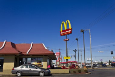 Indianapolis - Circa March 2016: McDonald's Restaurant Location.  McDonald's is a Chain of Hamburger Restaurants II clipart