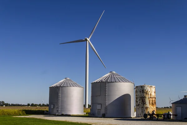 Wind Farm in Central Indiana. Wind and Solar Green Energy areas are becoming very popular in farming communities I