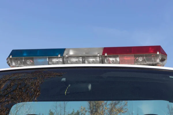 Полицейский Световой Бар Крыша Установлена Красные Синие Огни Дорожных Остановок — стоковое фото