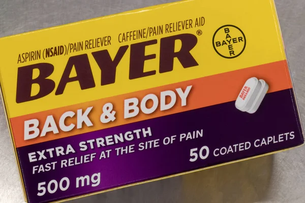 Indianapolis Cirka December 2020 Bayer Extra Styrka Aspirin Bayer Tillverkar — Stockfoto