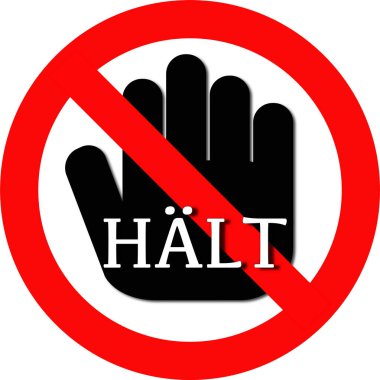 Alman metin ve el yazısı ile kırmızı daireye girilmesini yasaklayan 