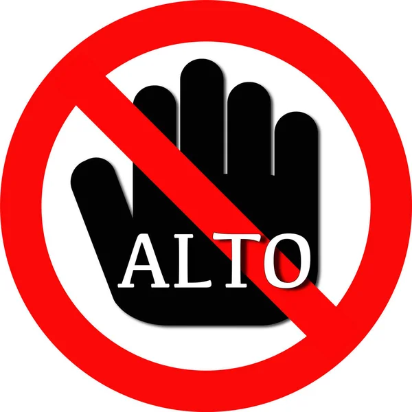 Απαγορευμένο Και Οχι Υπογράψει Stop Ισπανικό Κείμενο Και Χέρι Εμποδίζει — Διανυσματικό Αρχείο
