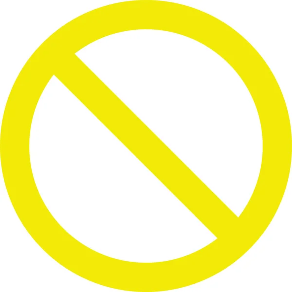 Achtung Und Warnung Gelber Kreis Mit Diagonalem Schrägstrich Zeichen Isoliert — Stockvektor