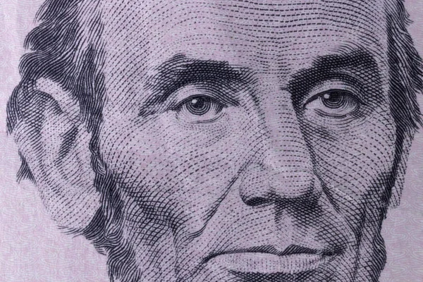 President Abraham Lincoln Framsidan Femdollarsedel För Bakgrund — Stockfoto