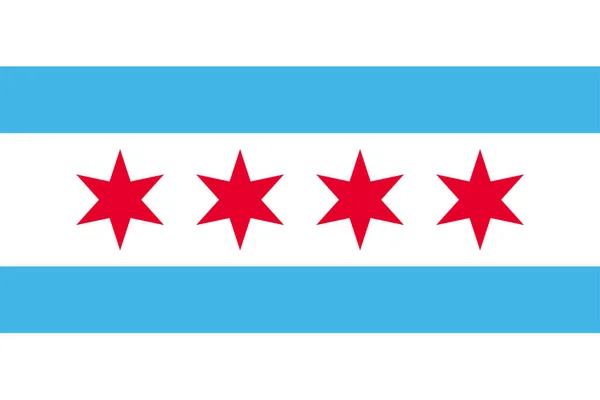 Vetor Bandeira Cidade Chicago Branco Com Fundo Listrado Azul Quatro —  Vetores de Stock