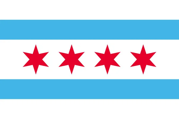 Chicago City Flag Vector White Blue Striped Background Four Distinct — Stock Vector