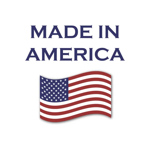 Made America Vektor Mit Schwenkender Amerikanischer Flagge Den Usa Hergestellte — Stockvektor
