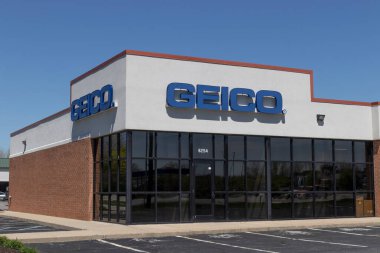 Indianapolis - Circa April 2021: GEICO Insurance Office. GEICO is a subsidiary of Berkshire Hathaway. clipart
