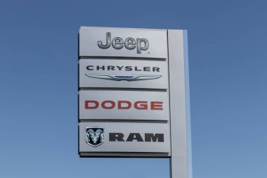 Indianapolis - Nisan 2021: FCA 'nın Stellantis yan kuruluşları Chrysler, Dodge, Jeep ve Ram' dır..