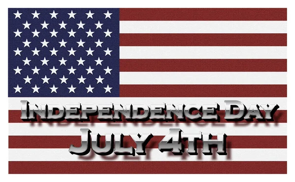 American Flag Texture Vector Independence Day July 4Th Chrome Text — Stock Vector