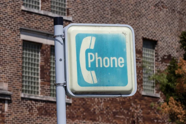 Unterschreiben Sie Für Ein Uraltes Bezahltelefon Vor Mobiltelefonen Und Frühen — Stockfoto