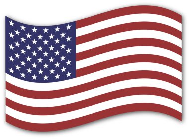 Şeffaf arkaplanda Amerikan bayrağı dalgalanma vektörü izole edildi. 13 şerit ve 50 yıldız..