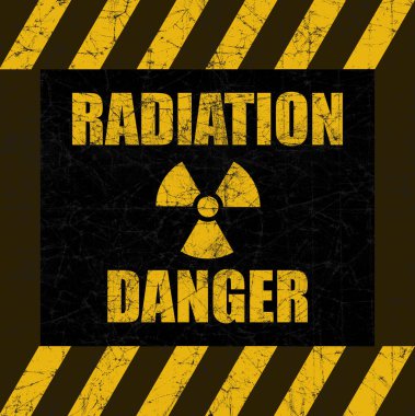 Radyasyon Tehlike işareti. Üç bıçaklı geleneksel radyasyon sembolü..