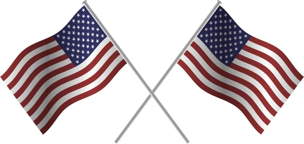 American Flag Par Vetorial Cruzado Isolado Fundo Transparente Riscas Estrelas — Vetor de Stock