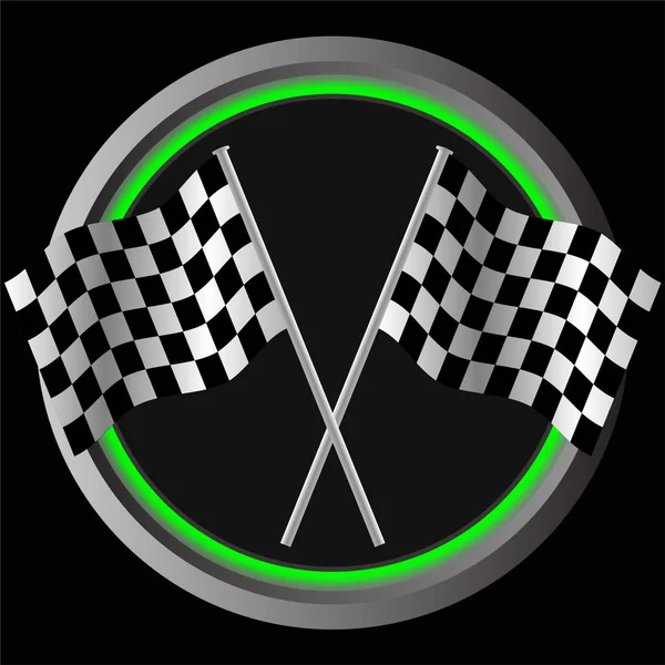 Checkered Flag Crossed Pair Vector Waving Checker Flags Crown Champion — Διανυσματικό Αρχείο