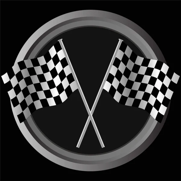 Checkered Flag Crossed Pair Vector Waving Checker Flags Crown Champion — Διανυσματικό Αρχείο