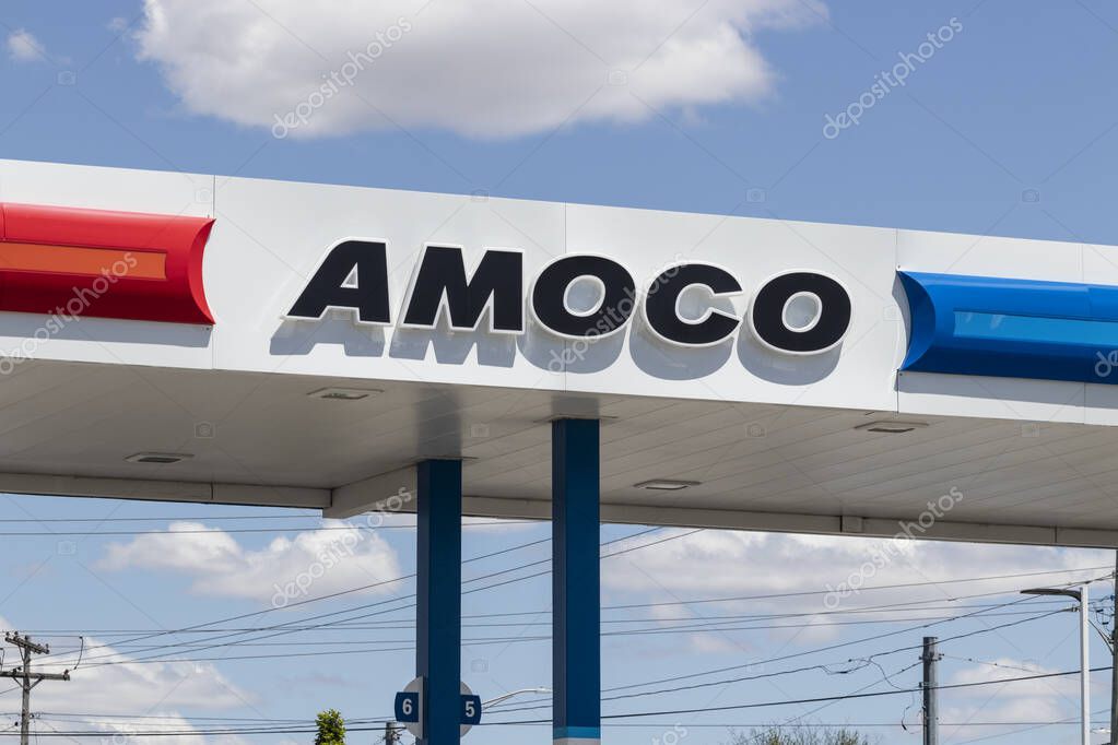 Indianapolis - Circa May 2021: Amoco gas and fuel station. Amoco is a division of BP.