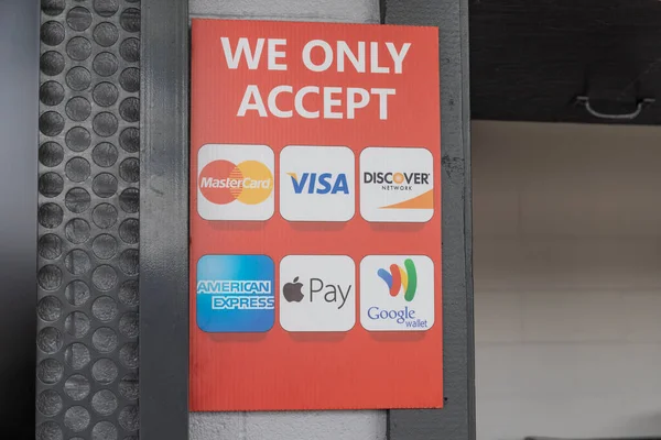 Métodos Crédito Modernos Que Incluyen Apple Pay Google Wallet Visa —  Fotos de Stock
