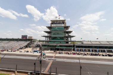 Indianapolis - Circa May 2021: IMS Pagoda at Indianapolis Motor Speedway. The Pagoda is one of the most recognizable structures at IMS and motorsports.