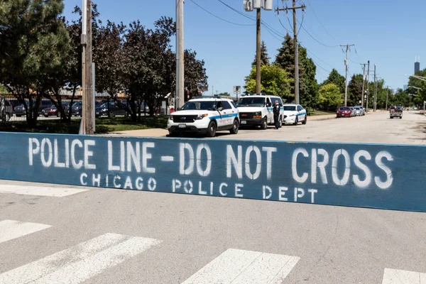 Chicago Circa Mai 2021 Polizei Linie Nicht Kreuzen Mit Freundlicher — Stockfoto