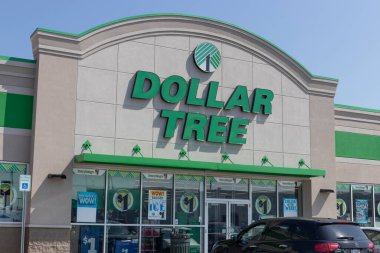 Muncie - Circa August 2021: Dollar Tree Discount Store. Dollar Tree offers an eclectic mix of products for a dollar. clipart