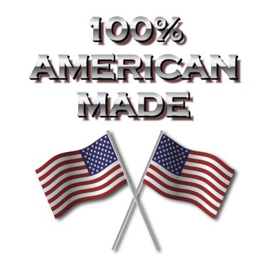 % 100 Amerikan yapımı Amerikan bayrağı sallayan bir vektör. Amerika 'da üretilen ürünler Amerikalılar için gurur kaynağıdır..