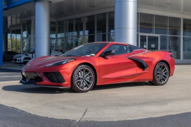 Avon - October 5, 2025: Chevrolet Corvette Stingray Convertible 2LT display. Chevy offers the Corvette with a 6.2L Direct Injection V8 engine. MY:2026