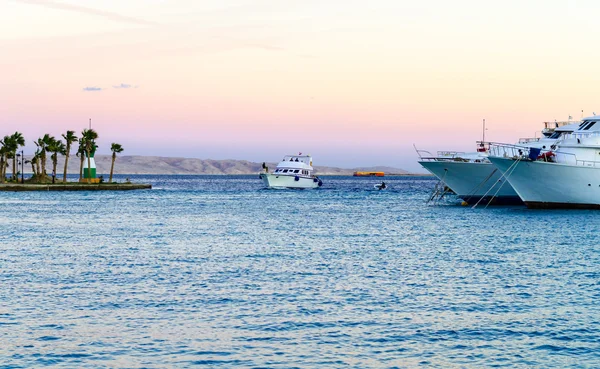 Barcos deportivos y yates por la noche —  Fotos de Stock