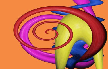 Soyut çevirme ve kıvrımlı şekiller ve renkler