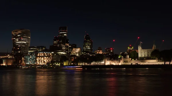 London England Juni 2016 City London Night Långvarig Exponering — Stockfoto