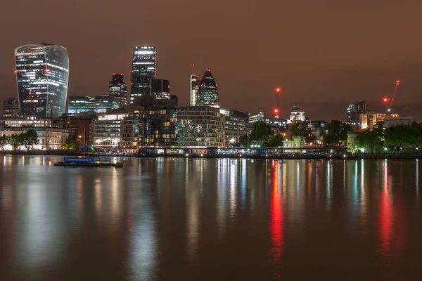 Londres Inglaterra Junho 2016 London Skyline Noite Exposição Prolongada Imagem De Stock