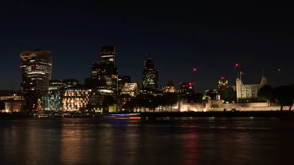 Londra Ngiltere Haziran 2016 Gece Londra Şehri Uzun Pozlama Stok Fotoğraf