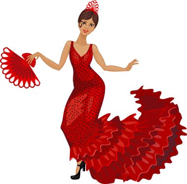 Kırmızı elbiseli flamenko dansçısı