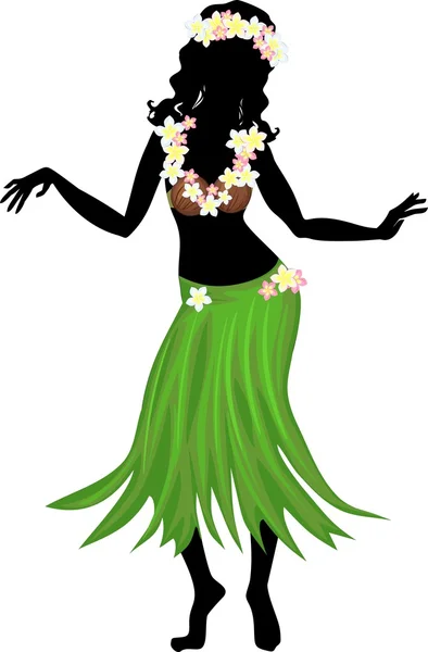 Silueta de bailarina de hula — Vector de stock