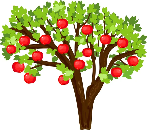 Appelboom met groene bladeren — Stockvector