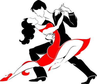  Beyaz arka plan üzerinde Tango dansçılar