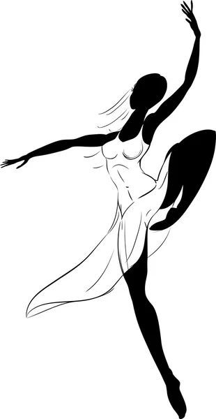Silhouette de danseuse moderne — Image vectorielle