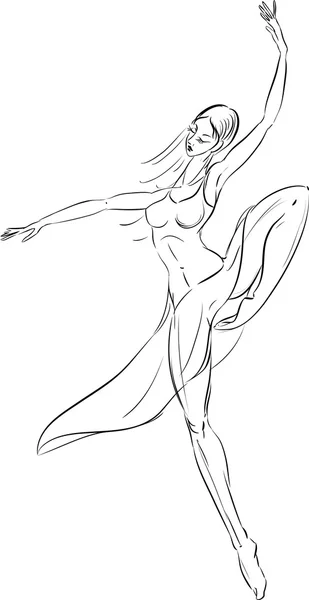 Danseuse moderne sur fond blanc — Image vectorielle