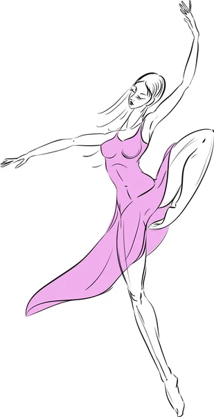 Danseuse moderne sur fond blanc — Image vectorielle