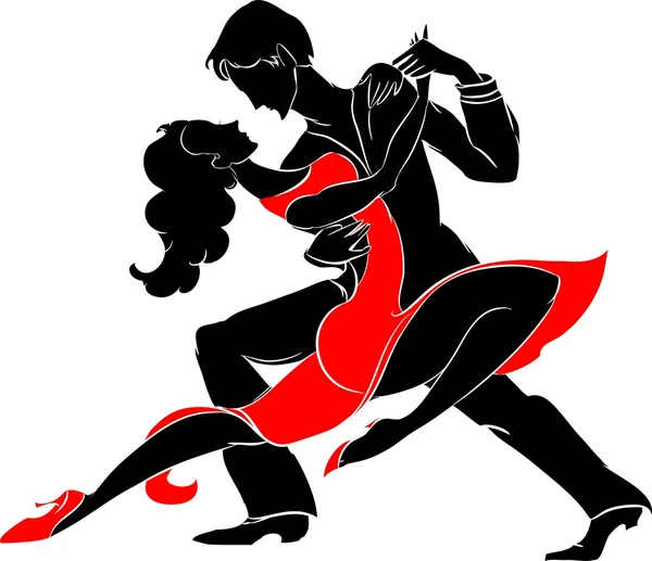 Bailarines de tango sobre fondo blanco — Vector de stock