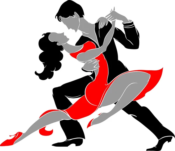 Danseurs de tango sur fond blanc — Image vectorielle