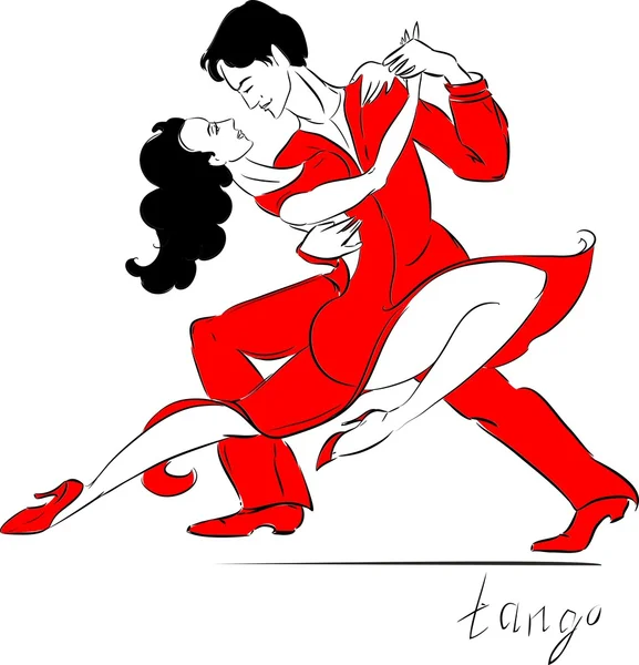 Bailarines de tango sobre fondo blanco — Vector de stock